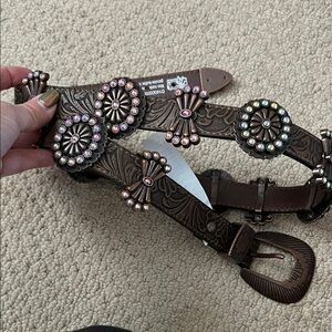 Western belt with rhinestone embellishments